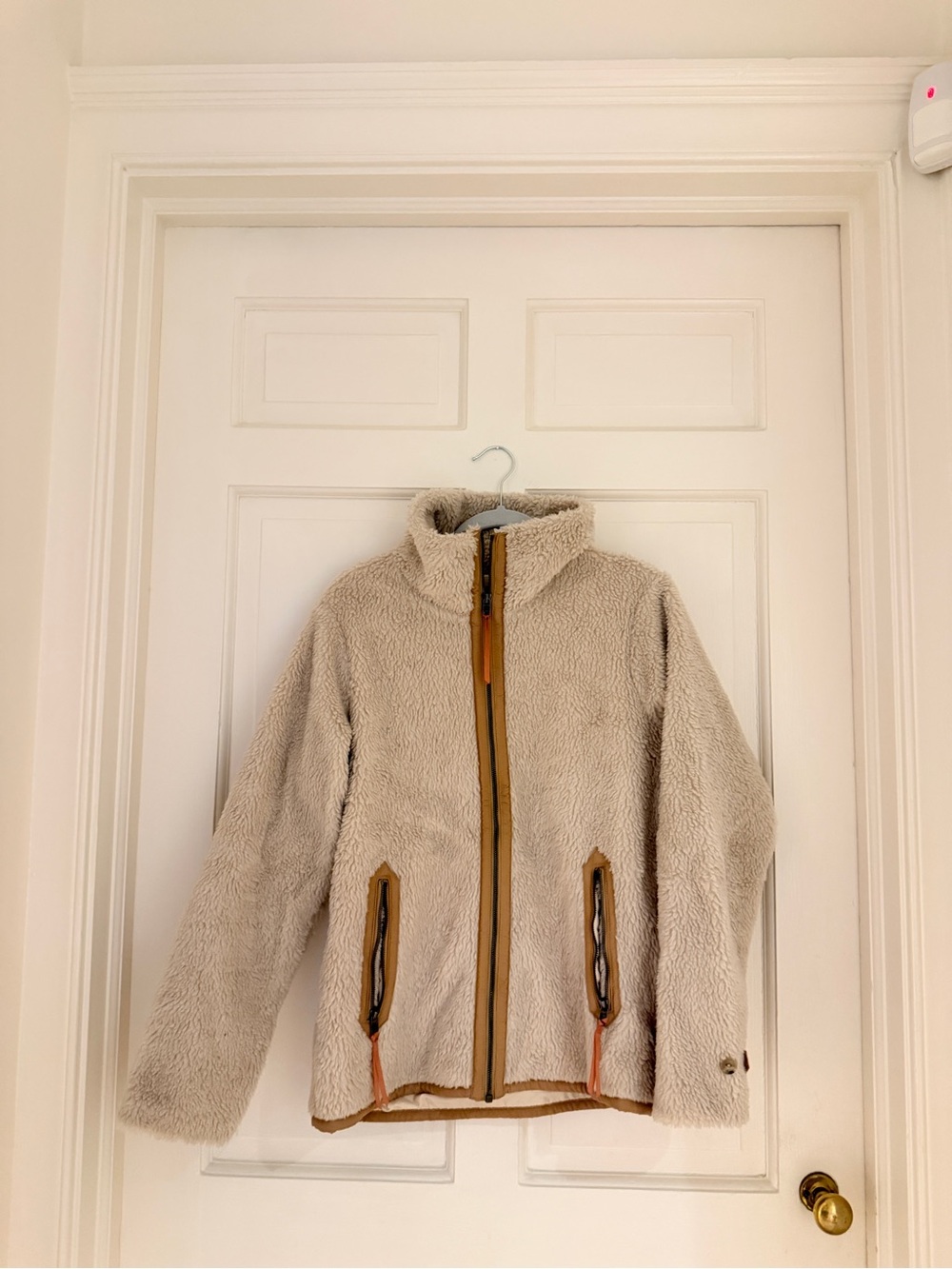 Patagonia Kids Fleece Jacket in Beige with Tan Trim